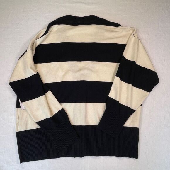 Disney Black Cream Striped Knit Retro Minnie Mouse Cardigan Size Medium NWT - Picture 7 of 11